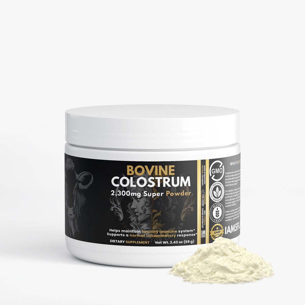 Pure Bovine Colostrum Powder: 2,300 mg per Serving with 25% IgG for Immune & Gut Support
