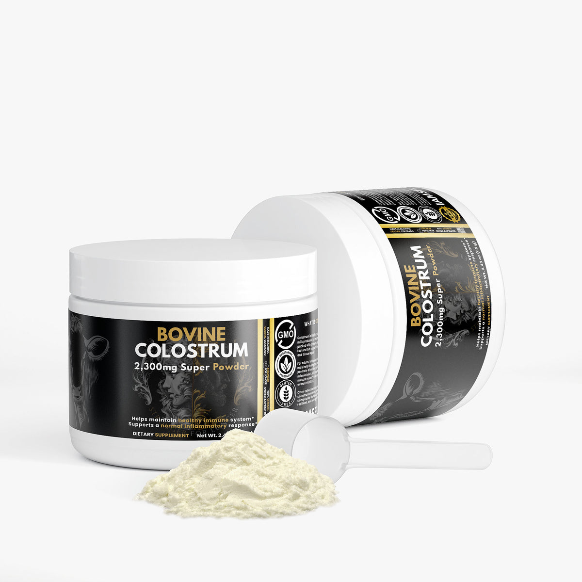 Pure Bovine Colostrum Powder: 2,300 mg per Serving with 25% IgG for Immune & Gut Support