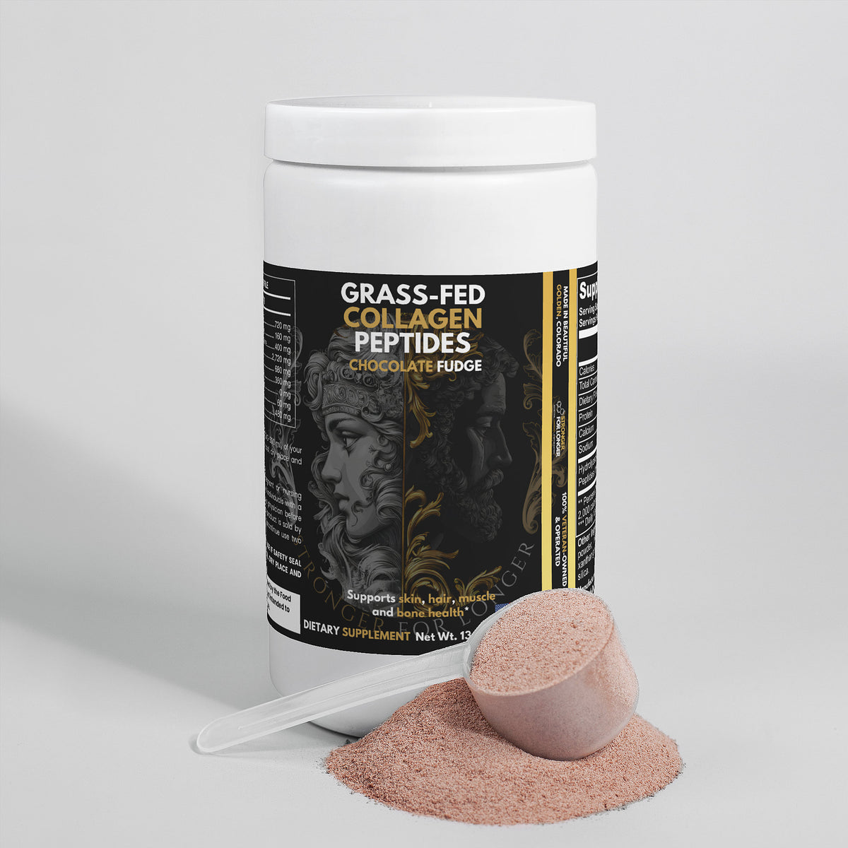 Grass-Fed Collagen Peptides: Chocolate Fudge Powder for Skin, Hair, Nail & Joint Support