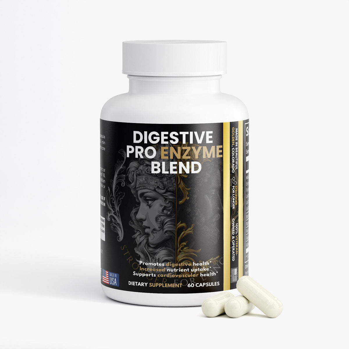 Digestive Enzyme Pro Blend: 60 Capsules with Bromelain, Papain & Probiotics for Digestive Support