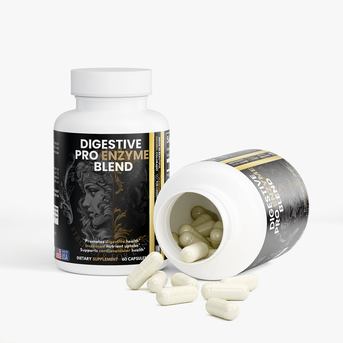 Digestive Enzyme Pro Blend: 60 Capsules with Bromelain, Papain & Probiotics for Digestive Support