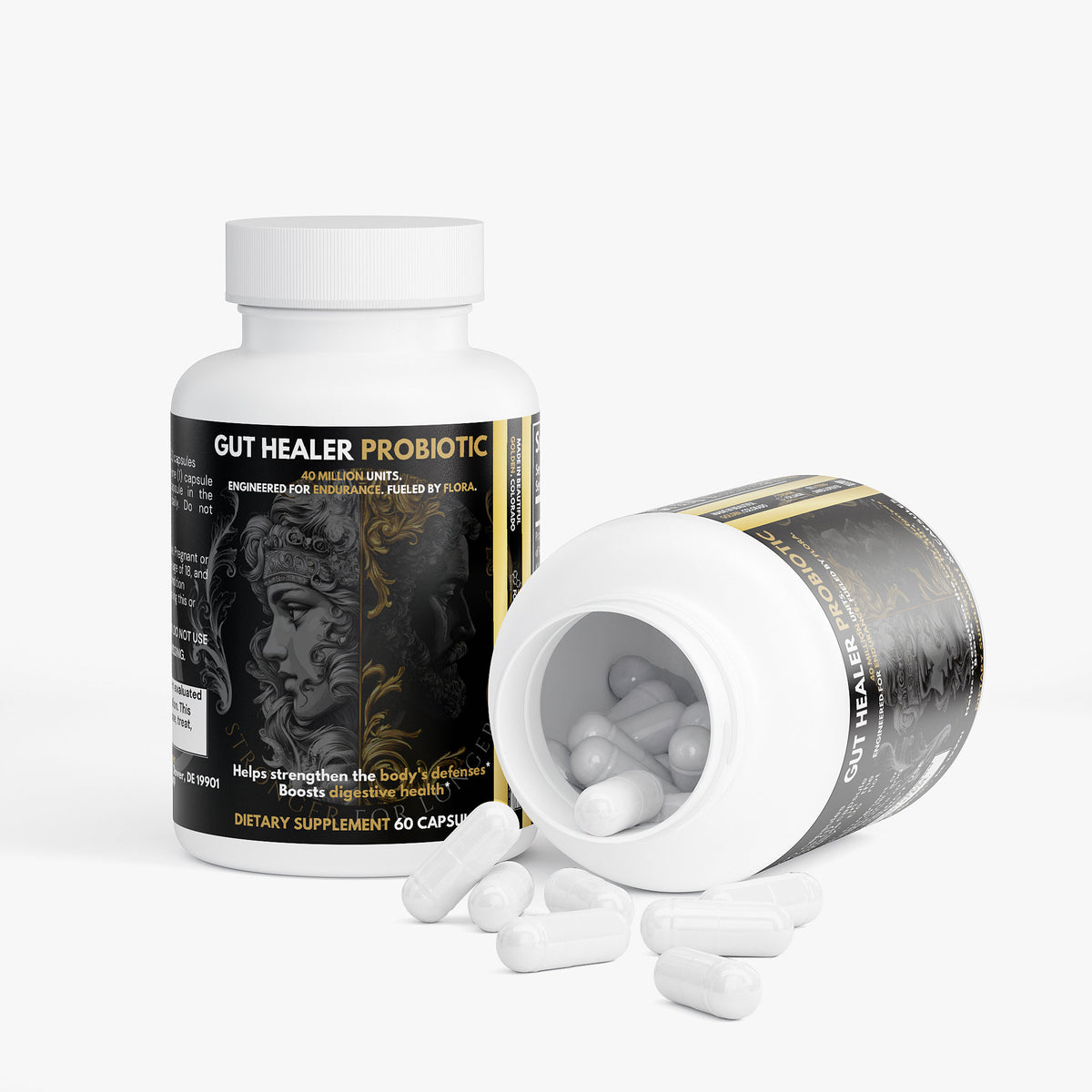 Gut Balance Probiotic: 40 Billion CFU with Prebiotics, 60 Vegetable Capsules for Digestive Support