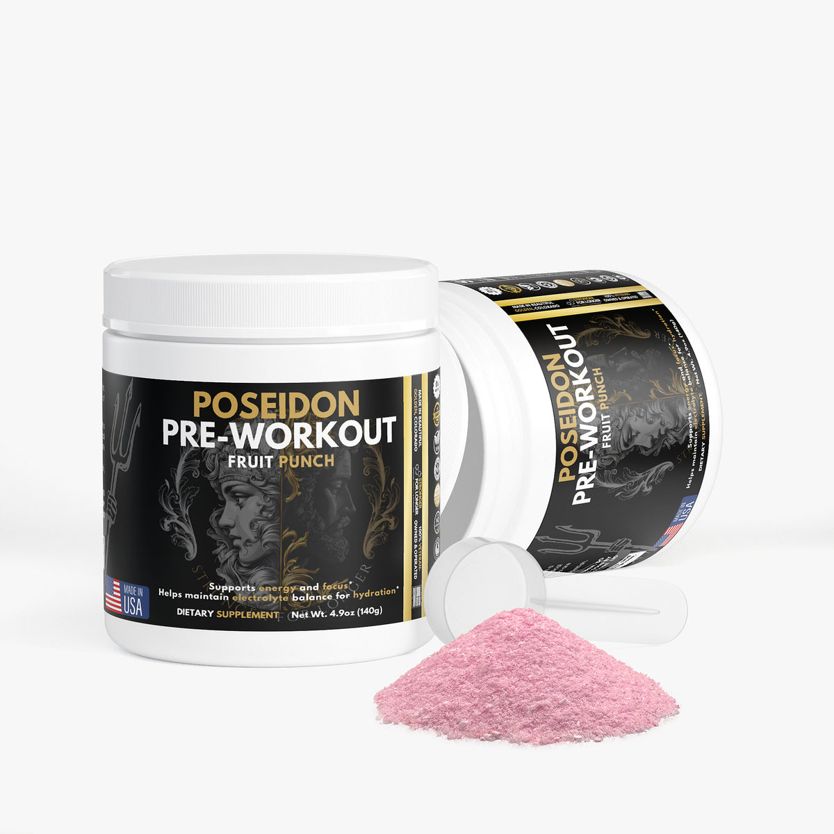 Poseidon Pre-Workout: Fruit Punch, Sugar-Free Energy, Focus & Hydration Support