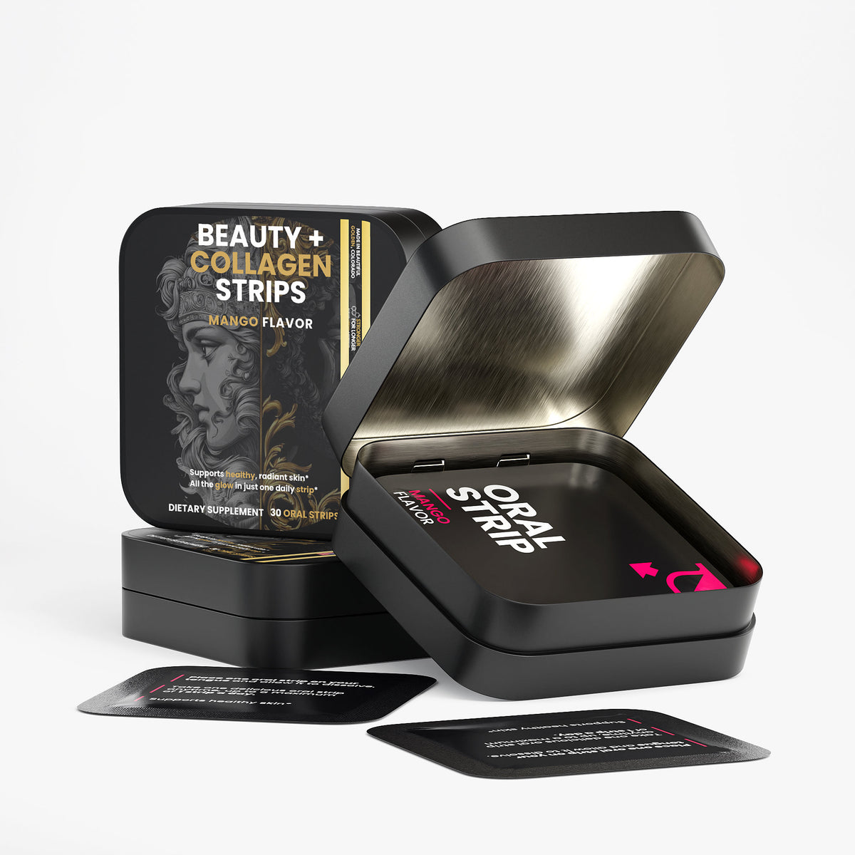 All-Natural Beauty + Collagen Strips: 30 Mango Oral Strips for Skin, Hair & Nail Support