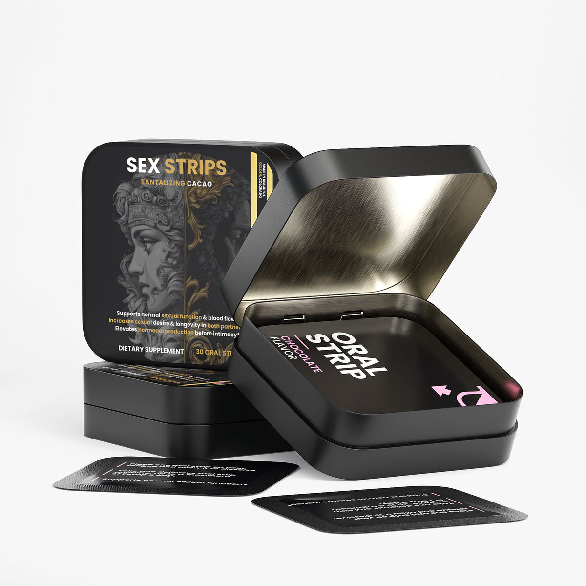 Vitality Oral Strips: 30 Cacao Strips for Vitality & Drive Support