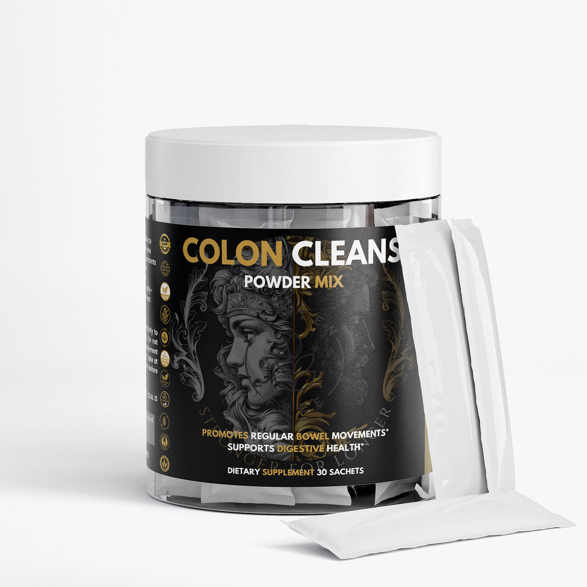 Colon Support Powder Sticks: 30 Sachets for Digestive Regularity Support