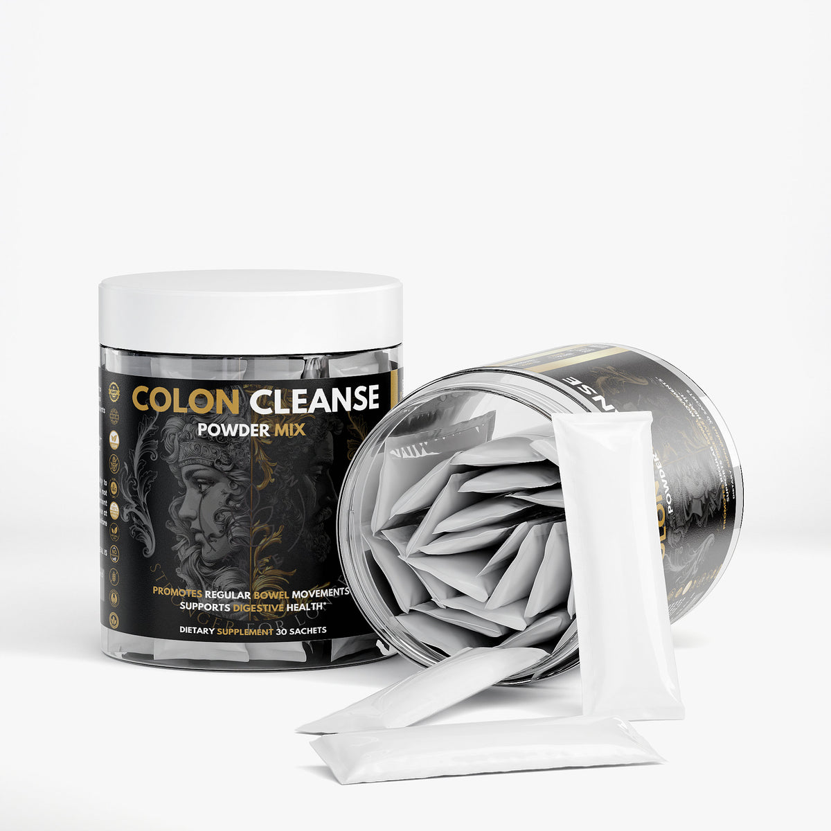 Colon Support Powder Sticks: 30 Sachets for Digestive Regularity Support