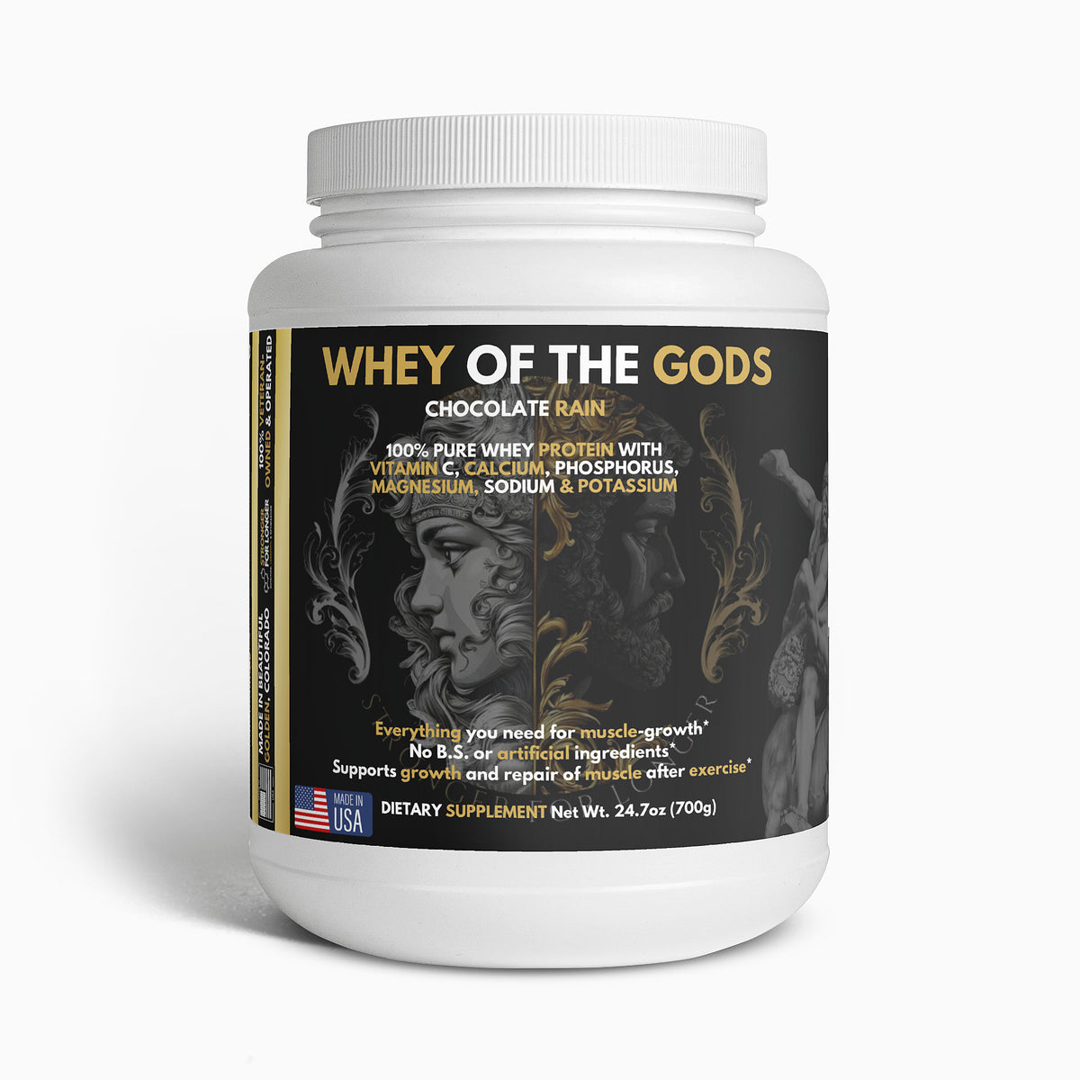 Whey of the Gods: Chocolate Rain Whey Isolate, 24.7 oz for Recovery & Lean Muscle Support