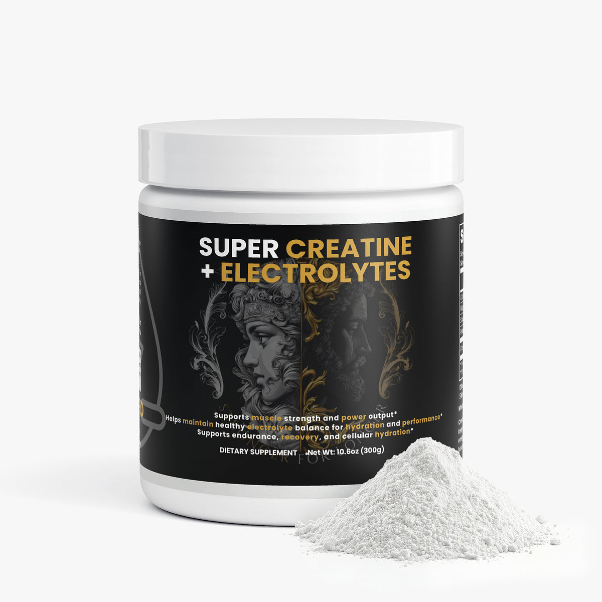 Super Creatine + Electrolytes: Lemon Powder, 10.6 oz for Strength & Hydration Support
