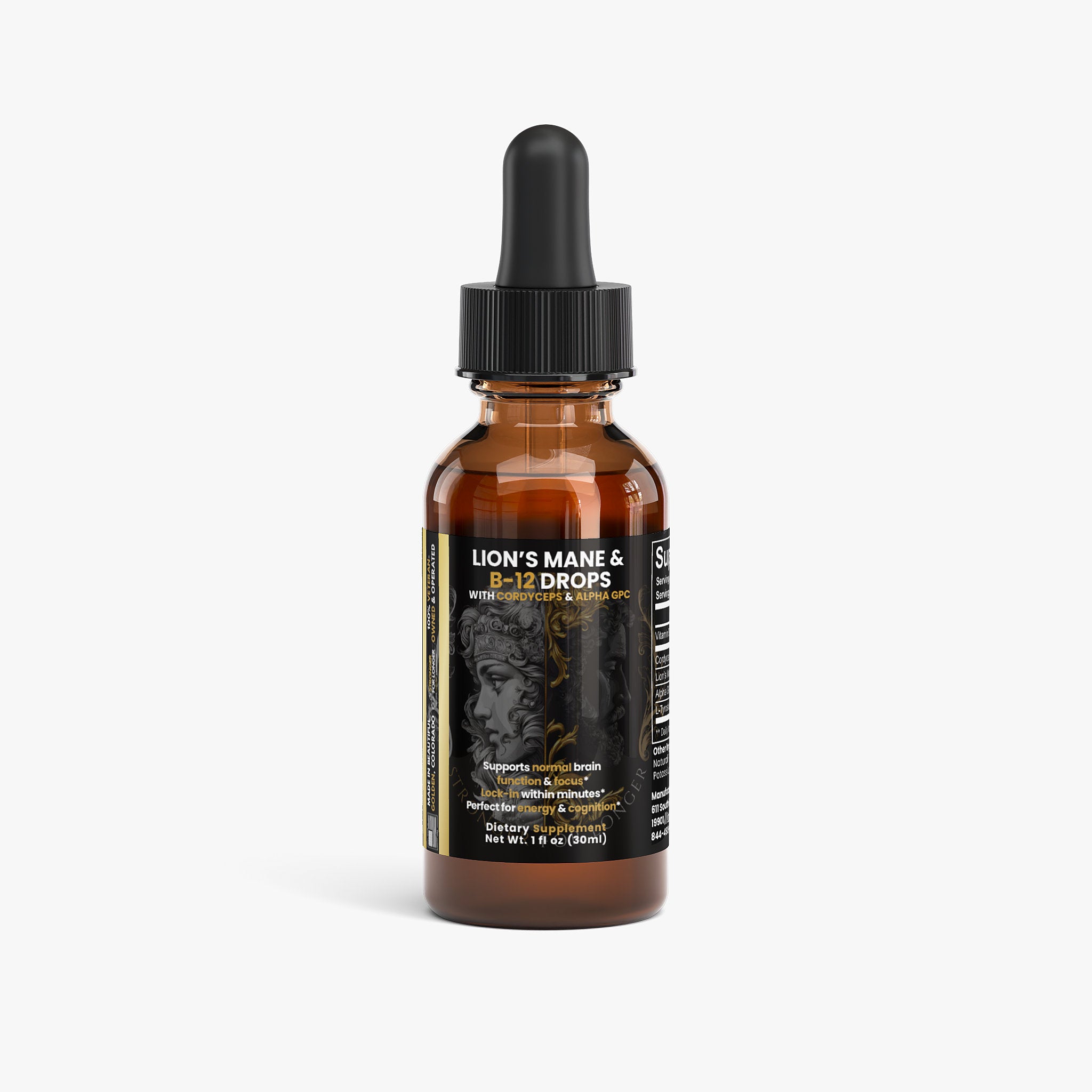 Lion's Mane & B-12 Energy Drops with Cordyceps, Alpha GPC, L-Tyrosine
