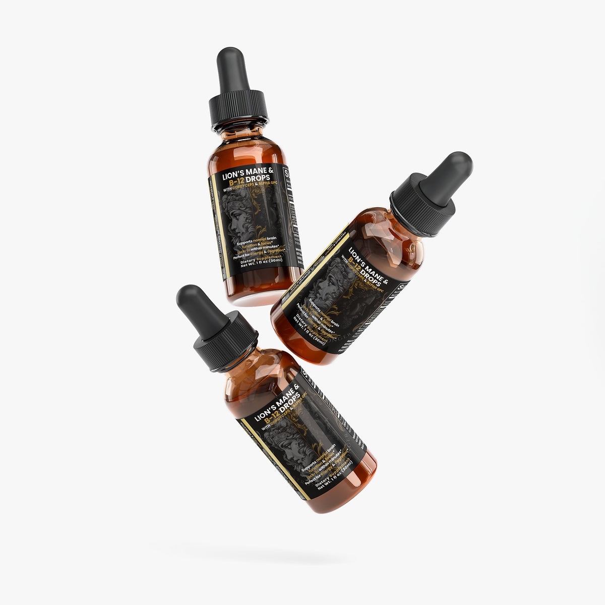 Lion’s Mane & B-12 Energy Drops: Cordyceps, Alpha GPC & L-Tyrosine for Focus & Energy Support