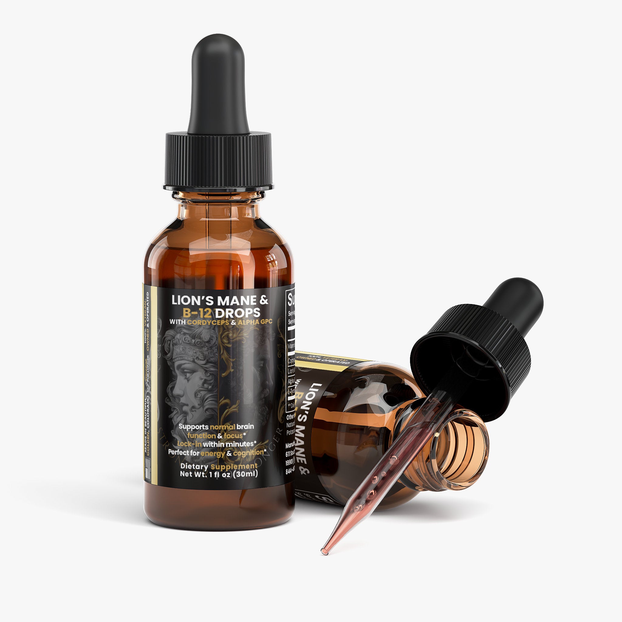Lion's Mane & B-12 Energy Drops with Cordyceps, Alpha GPC, L-Tyrosine