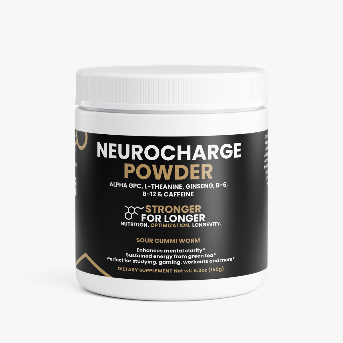 Neurocharge Focus Powder: Sour Gummy Worm, 20 Servings with Alpha-GPC for Focus Support
