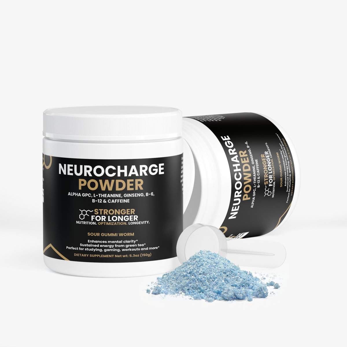 Neurocharge Focus Powder: Sour Gummy Worm, 20 Servings with Alpha-GPC for Focus Support