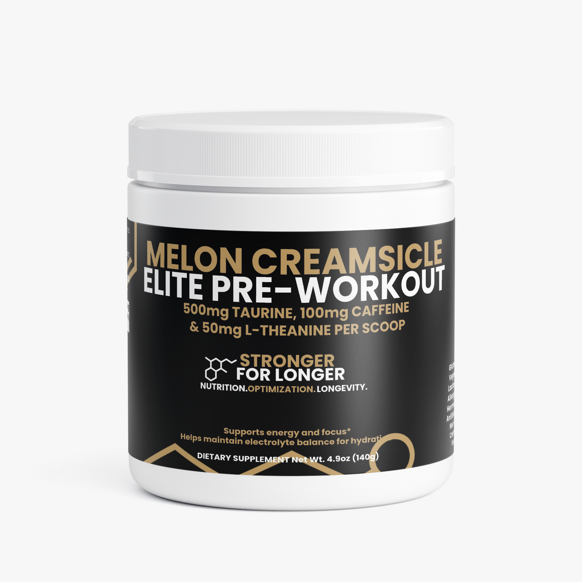 Melon Creamsicle Pre-Workout: Sugar-Free Green Tea Caffeine, L-Theanine & Electrolytes for Focus Support