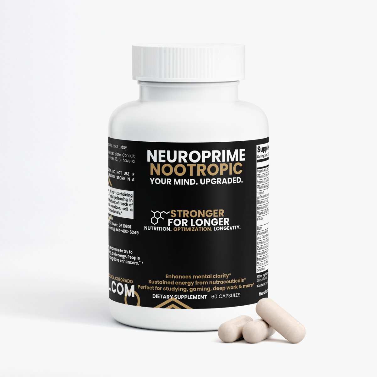NeuroPrime Nootropic: 60 Veggie Capsules for Focus, Memory & Mental Clarity Support