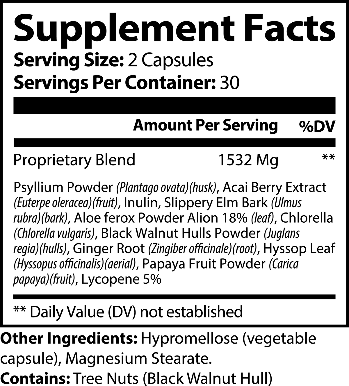 Gut Health Max: 60 Capsules with Acai, Psyllium & Slippery Elm for Digestive Support