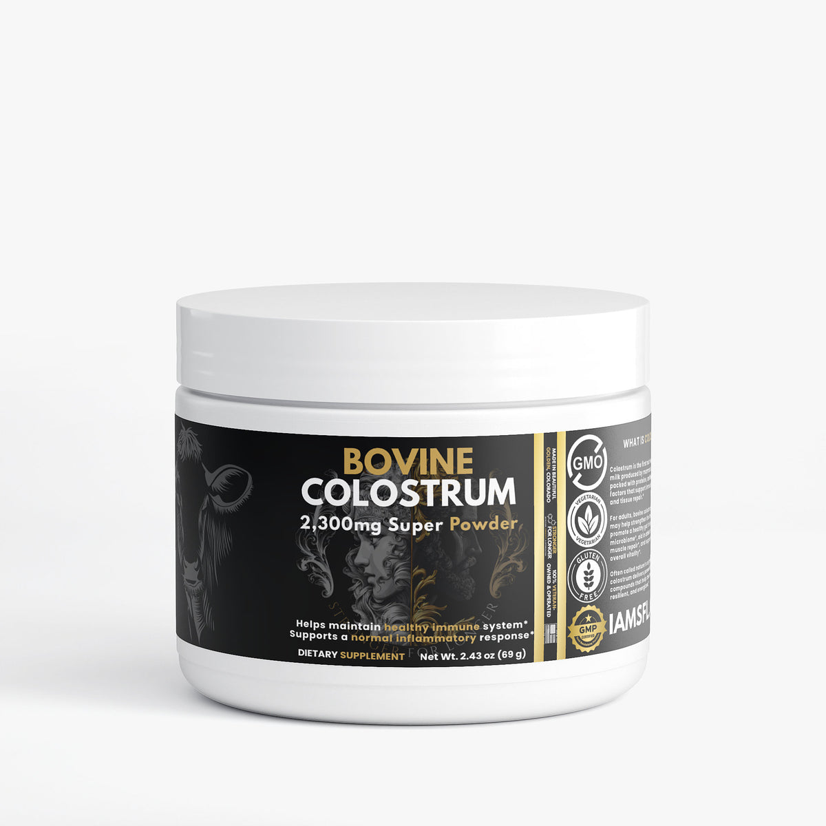 Pure Bovine Colostrum Powder: 2,300 mg per Serving with 25% IgG for Immune & Gut Support