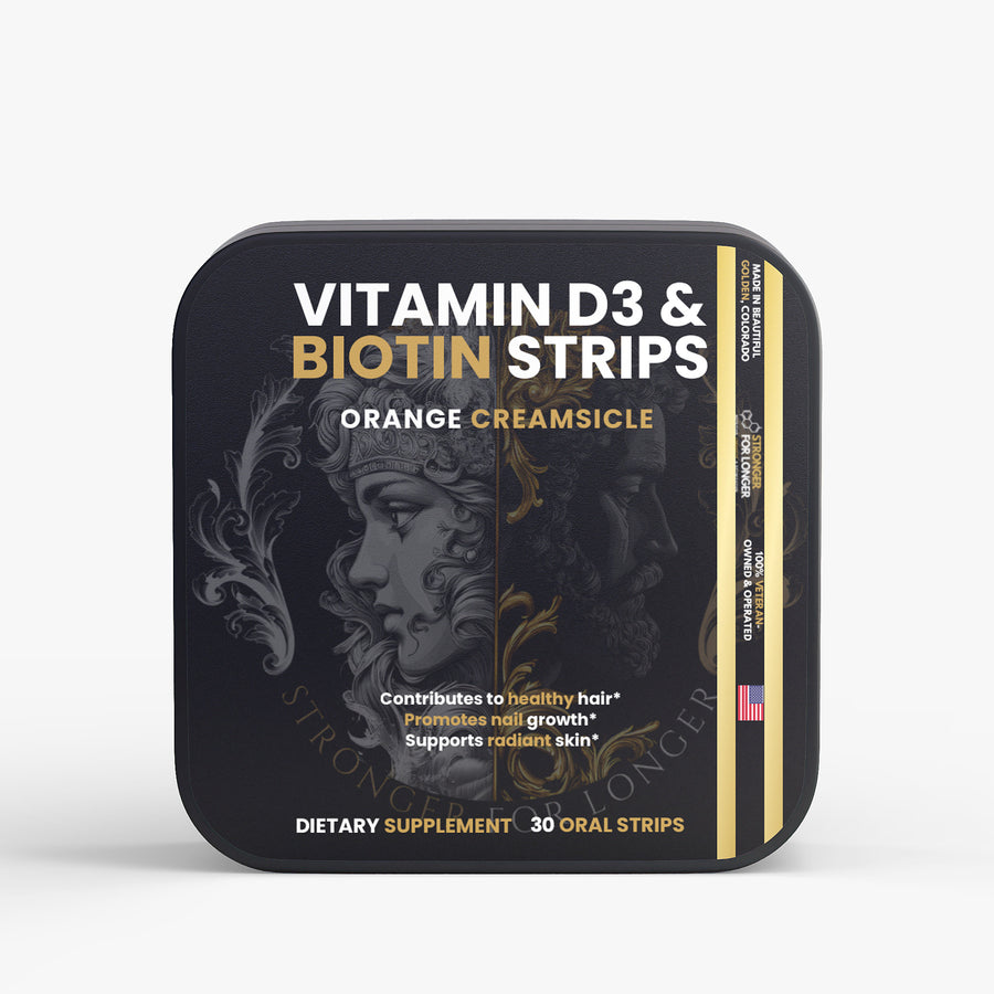 Vitamin D3 & Biotin Strips: 30 Orange Oral Strips for Hair, Skin & Nail Support