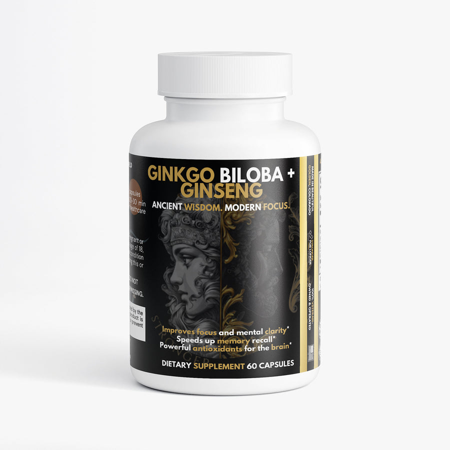 Ginkgo Biloba & Ginseng Nootropic: Vegetarian Capsules for Focus & Mental Clarity Support