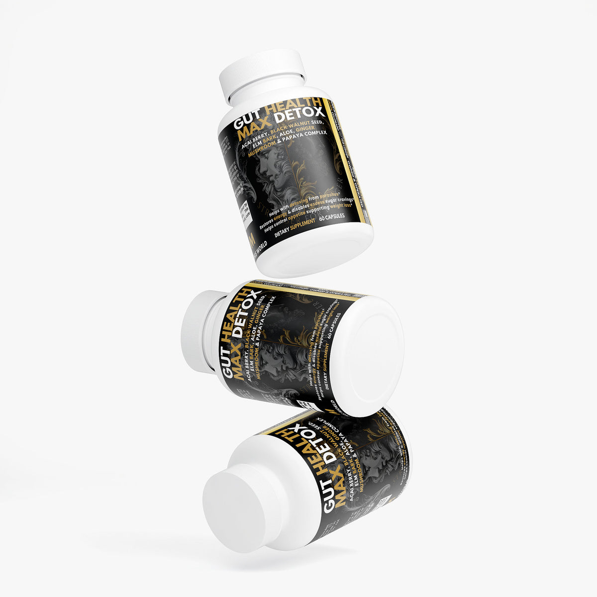 Gut Health Max: 60 Capsules with Acai, Psyllium & Slippery Elm for Digestive Support