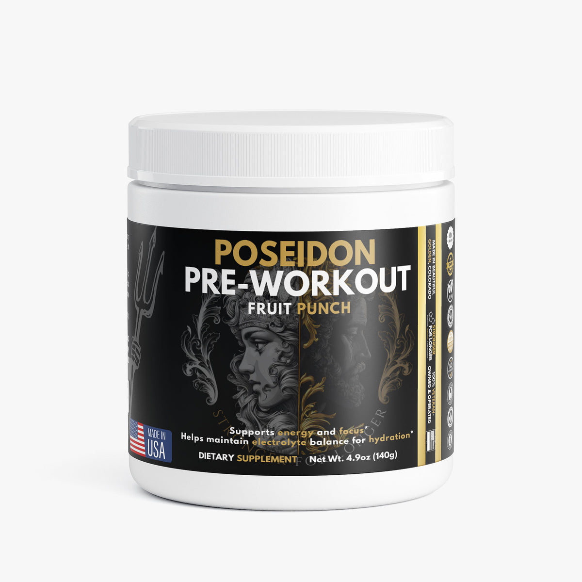 Poseidon Pre-Workout: Fruit Punch, Sugar-Free Energy, Focus & Hydration Support