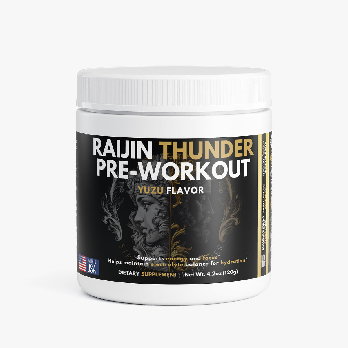 Raijin Thunder Pre-Workout: Yuzu Flavor, Sugar-Free Energy, Focus & Hydration Support