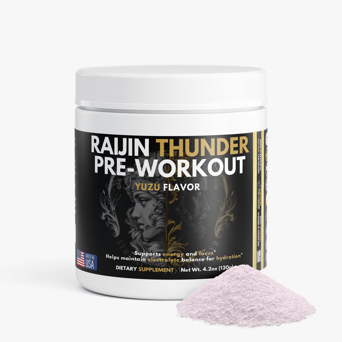 Raijin Thunder Pre-Workout: Yuzu Flavor, Sugar-Free Energy, Focus & Hydration Support