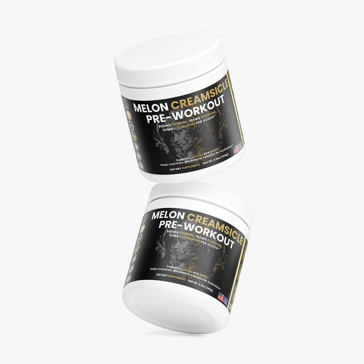 Melon Creamsicle Pre-Workout: Sugar-Free Green Tea Caffeine, L-Theanine & Electrolytes for Focus Support