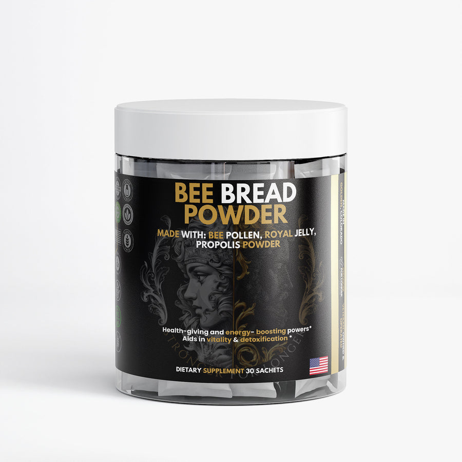 Bee Bread Superfood Powder Sticks: 30 Sachets with Propolis & Royal Jelly for Energy & Immune Support