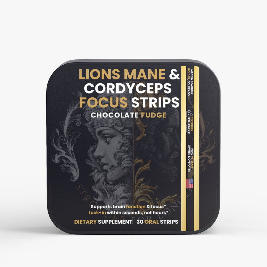 Lion’s Mane & Cordyceps Focus Strips: 30 Chocolate Fudge Oral Strips for Focus & Mental Clarity Support
