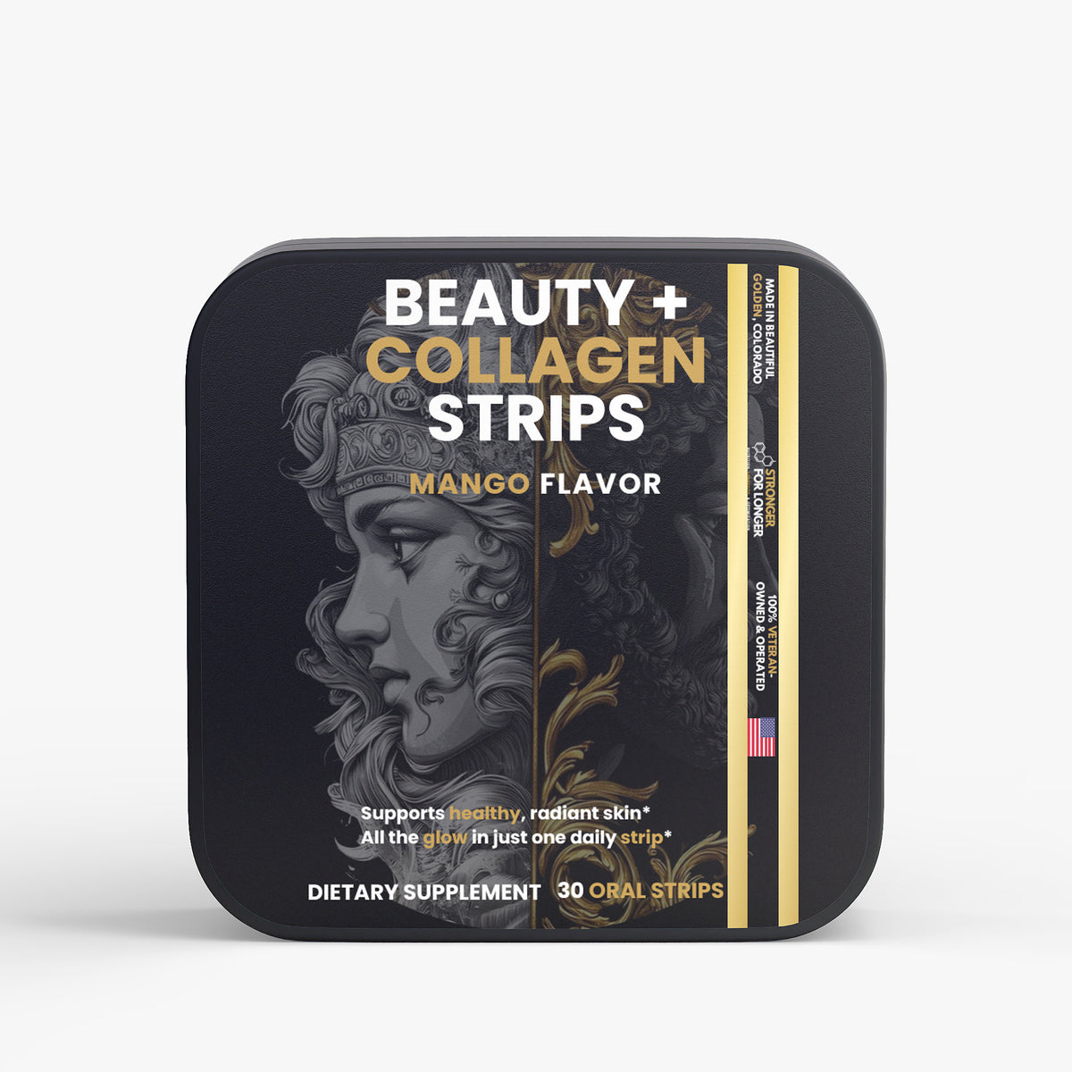 All-Natural Beauty + Collagen Strips: 30 Mango Oral Strips for Skin, Hair & Nail Support