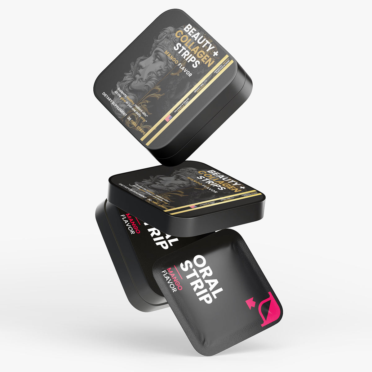 All-Natural Beauty + Collagen Strips: 30 Mango Oral Strips for Skin, Hair & Nail Support