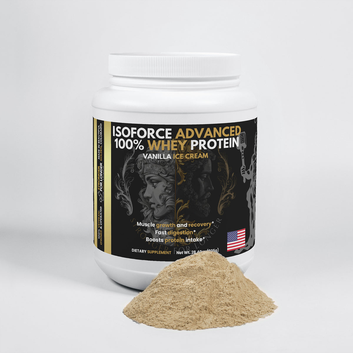 IsoForce Advanced 100% Whey Protein Isolate: Vanilla Ice Cream with 22g Protein per Serving