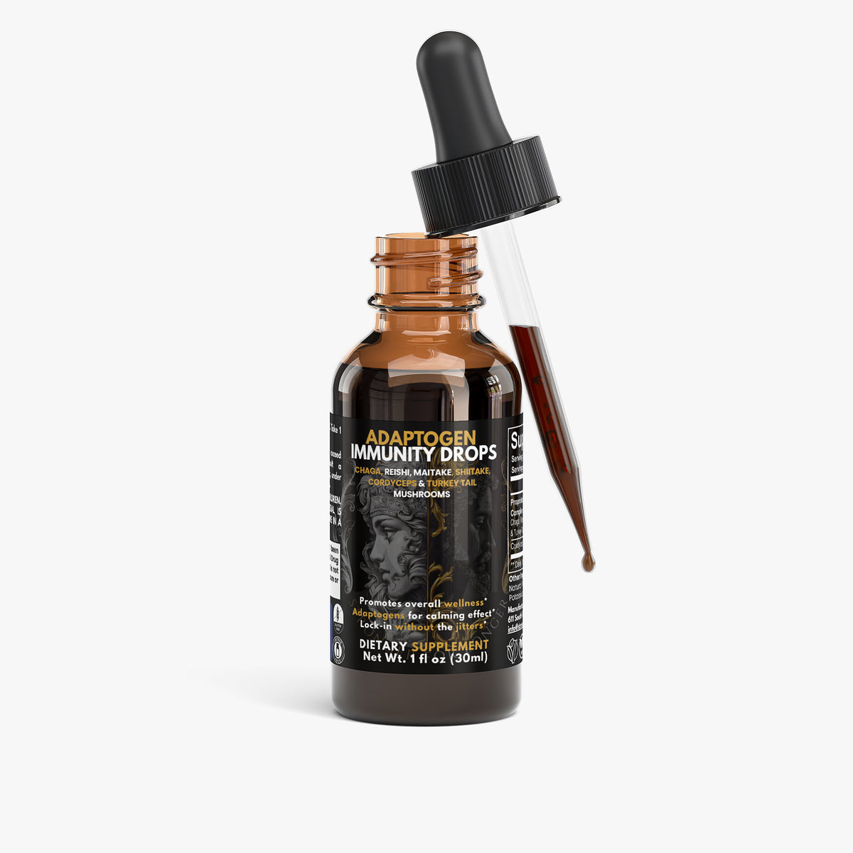 Mushroom Adaptogen Immunity Drops: 6-Mushroom Liquid Formula for Immune Function Support