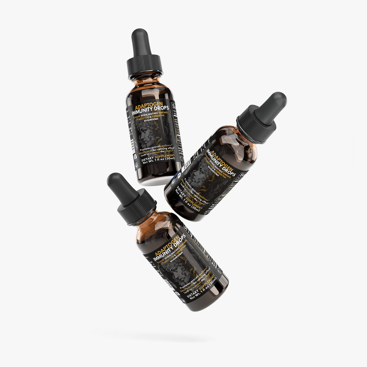 Mushroom Adaptogen Immunity Drops: 6-Mushroom Liquid Formula for Immune Function Support