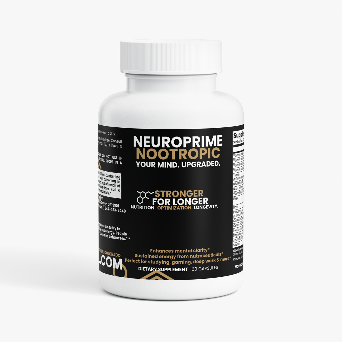 NeuroPrime Nootropic: 60 Veggie Capsules for Focus, Memory & Mental Clarity Support