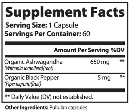 100% Pure Ashwagandha with KSM-66: Anxiety & Stress Relief