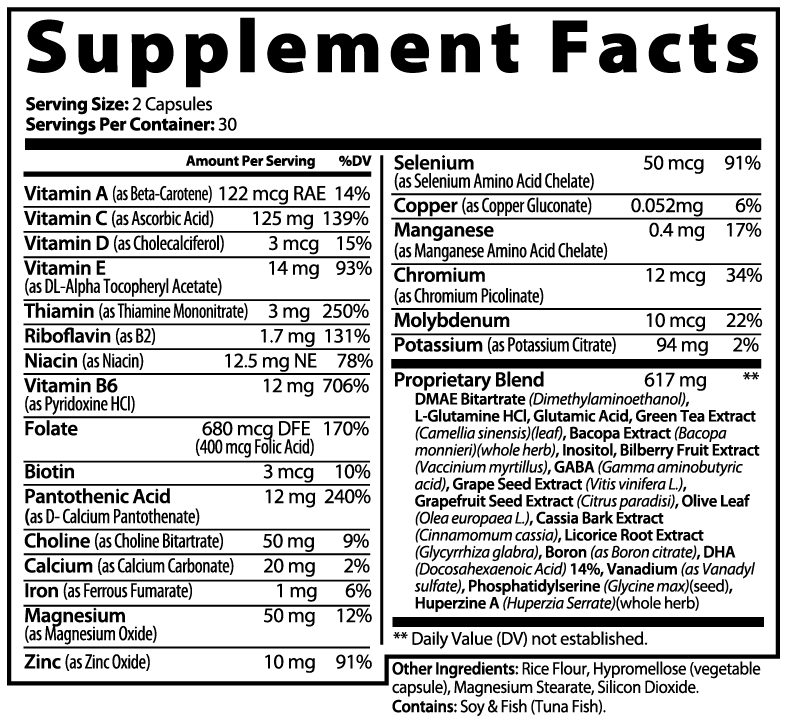 NeuroPrime Nootropic: 60 Veggie Capsules for Focus, Memory & Mental Clarity Support